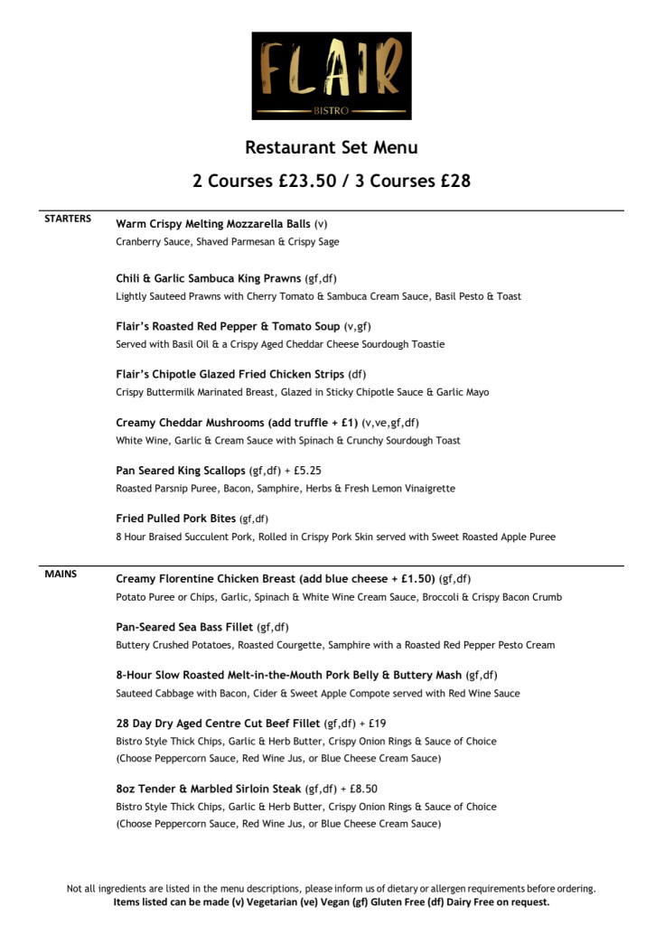 Set Menu – Flair Bistro